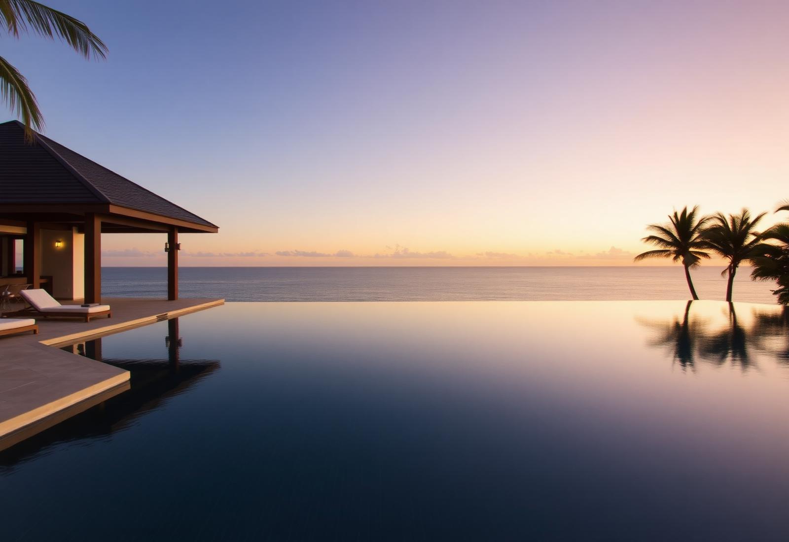 Elegant adults-only resort pool overlooking the Pacific